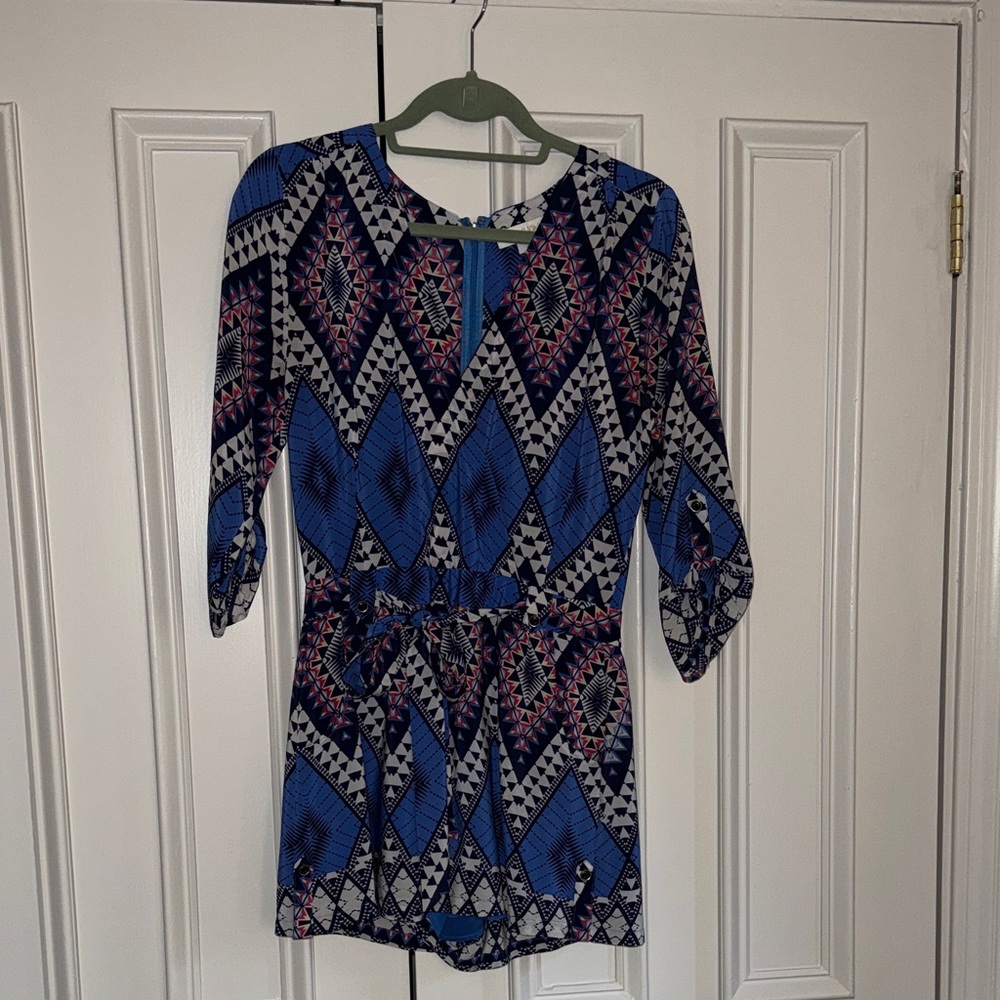 Yumi Kim Blue and Pink Geometric Mini Dress